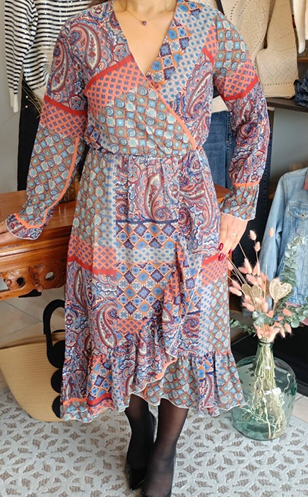 Robe longue voilage motifs Shop' ton style