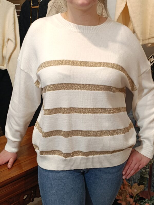 Pull rayures dorées Shop' ton style