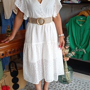 Robe brodée blanc Shop' ton style