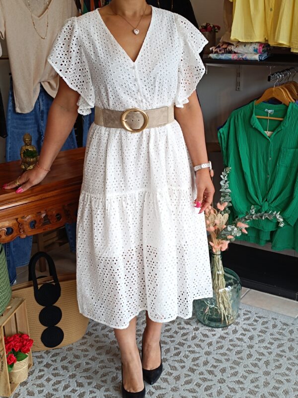 Robe brodée blanc Shop' ton style