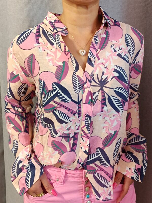 Chemisier fin motifs rose Shop' ton style