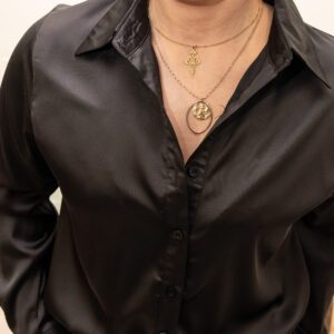 Chemise satinée noir Shop' ton style