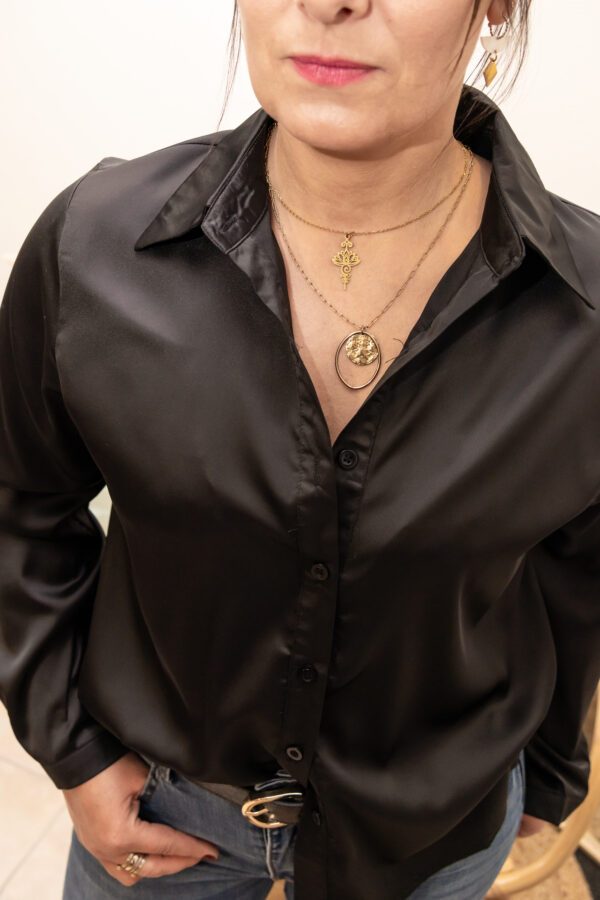 Chemise satinée noir Shop' ton style