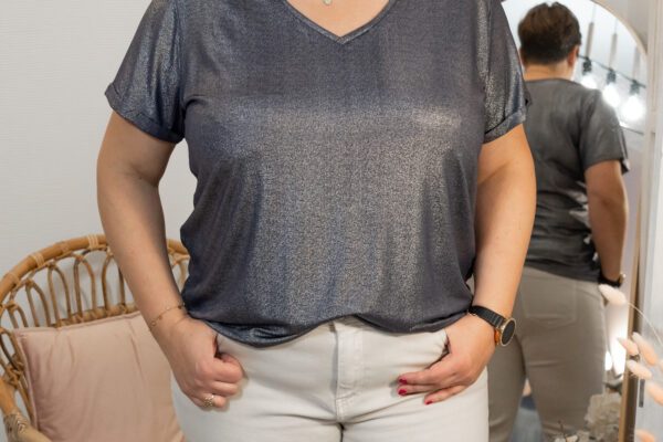 Haut marine métallisé Grande taille Shop' ton style