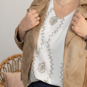 Veste suédine beige Grande taille Shop' ton style