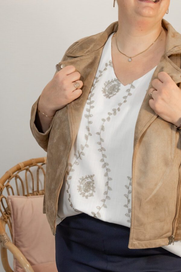 Veste suédine beige Grande taille Shop' ton style
