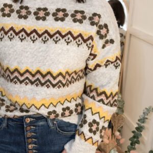 Pull gris motifs col roulé Shop' ton style